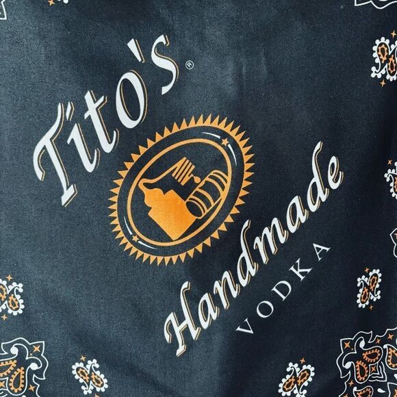 Tito’s Handmade Vodka bandanna black & orange 22” square - Picture 4 of 8